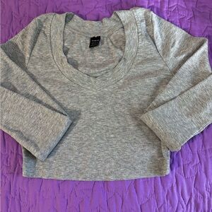 Gray Long Sleeve Crop Top